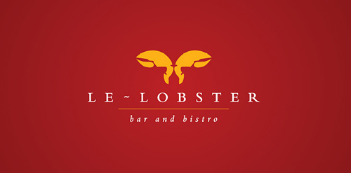 红底金蟹Logo设计