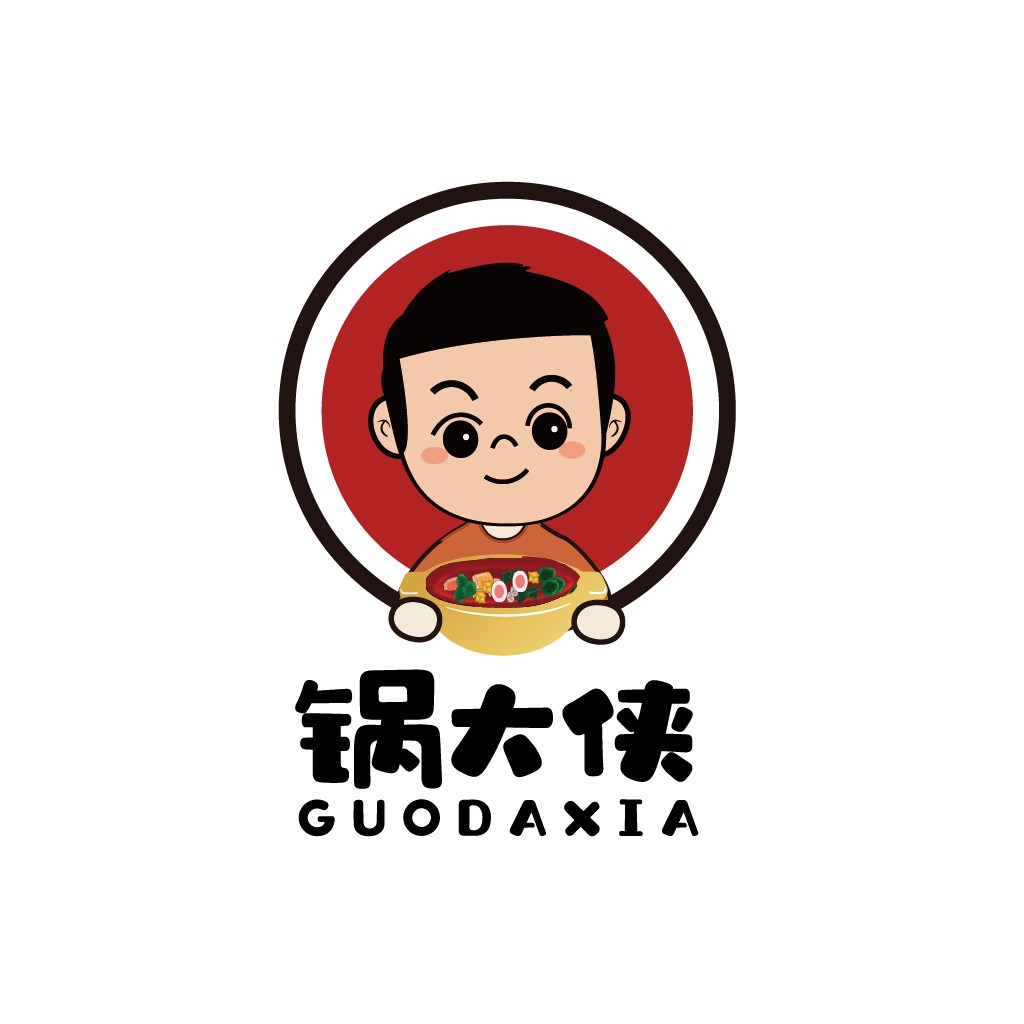 锅大侠logo设计:卡通人物与美食的完美结合