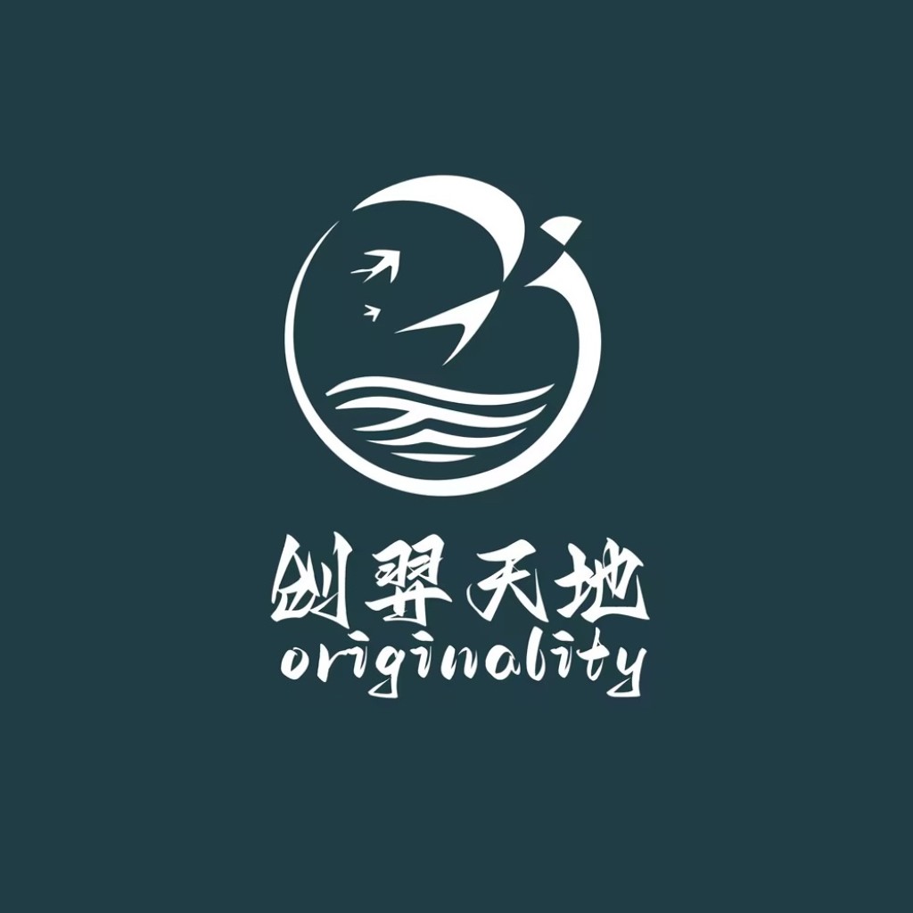 原创设计logo:简洁水波纹与飞鸟结合