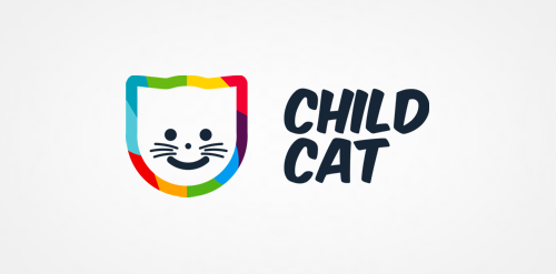 彩虹猫头形象logo设计