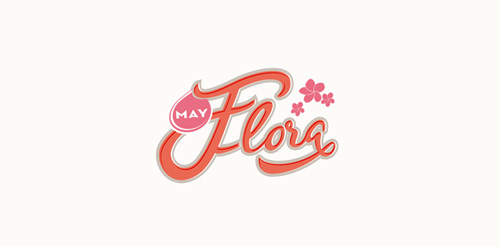 May Flora Logo Design - 粉色花卉主题