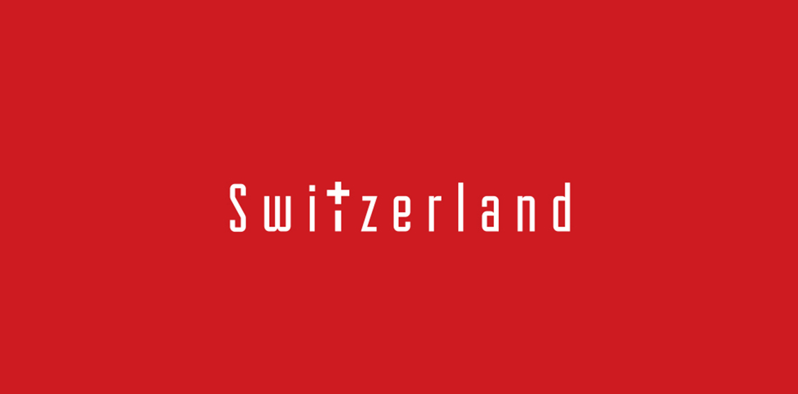 简约红底白字Switzerlandland Logo设计