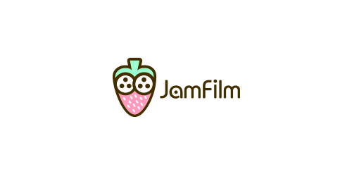 创意草莓图案的JamFilm logo设计