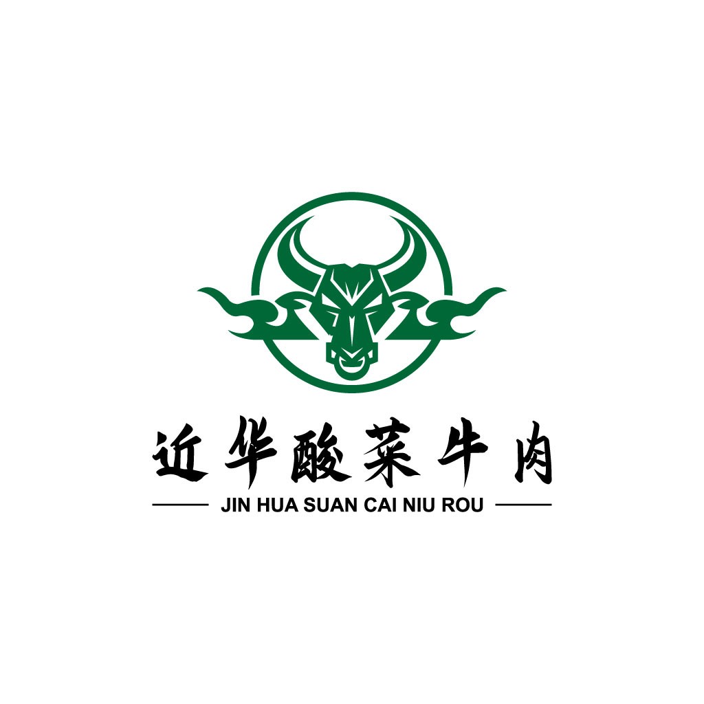 牛头标志设计:绿色简约风格