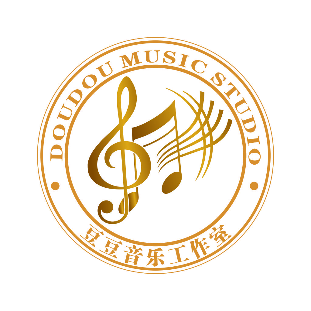 音乐工作室Logo设计：简约金色音乐符号