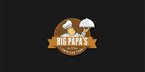Big Papa's Logo设计:复古美国餐厅标志