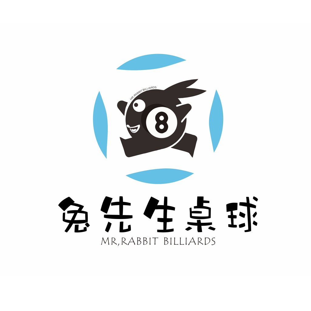 卡通兔子桌球logo设计
