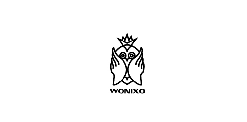 WONIXO logo设计:皇冠与双手的智慧象征