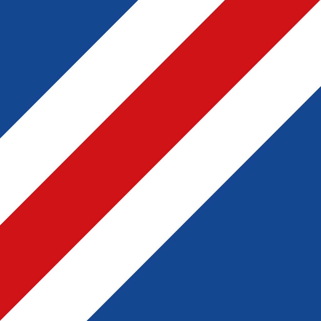 红色、白色和蓝色条纹的现代logo设计