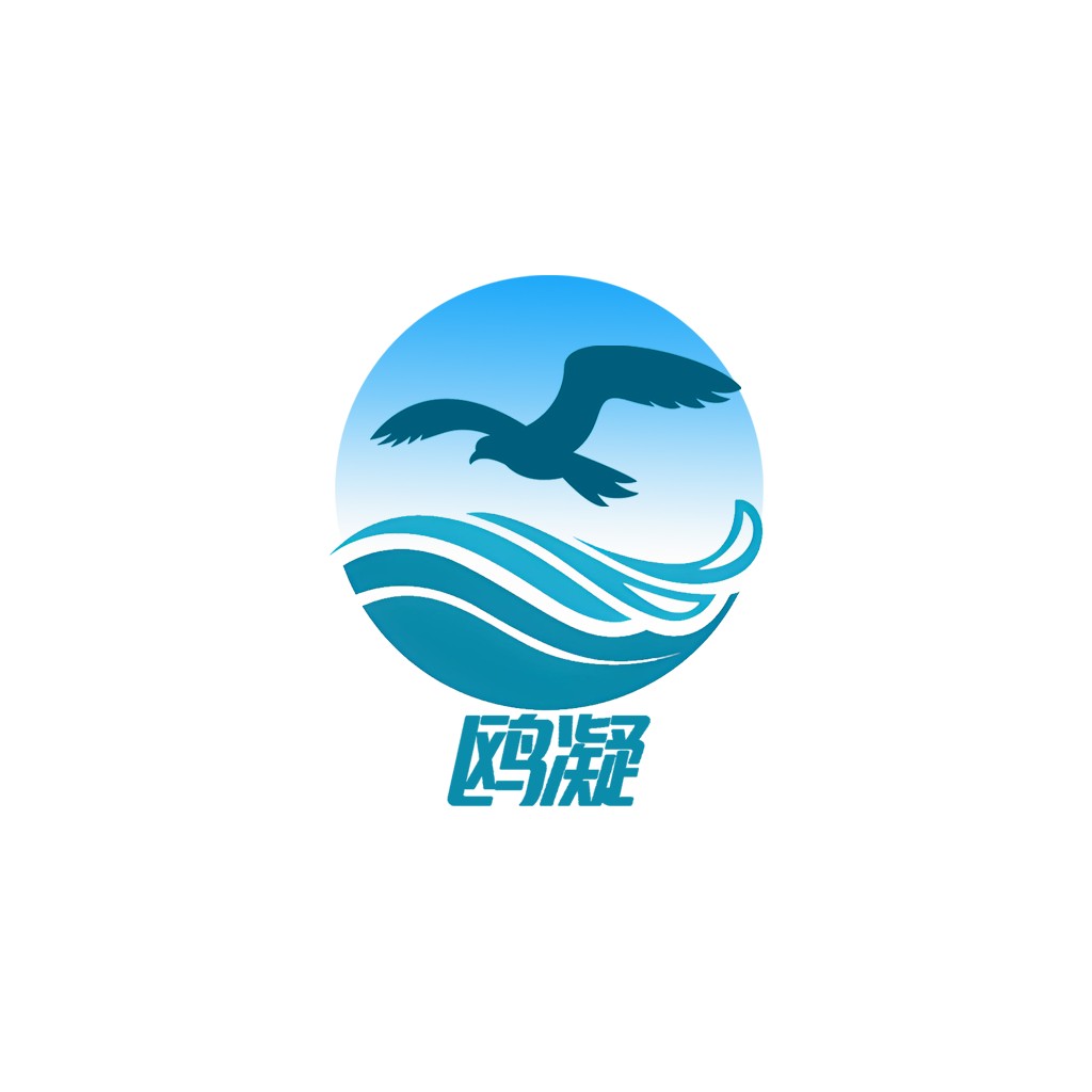 海鸥与波浪的动态海洋logo设计