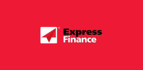 红色背景下的Express Finance logo设计