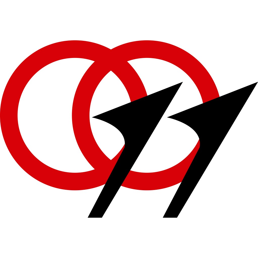 红色圆环与黑色箭头的现代logo设计