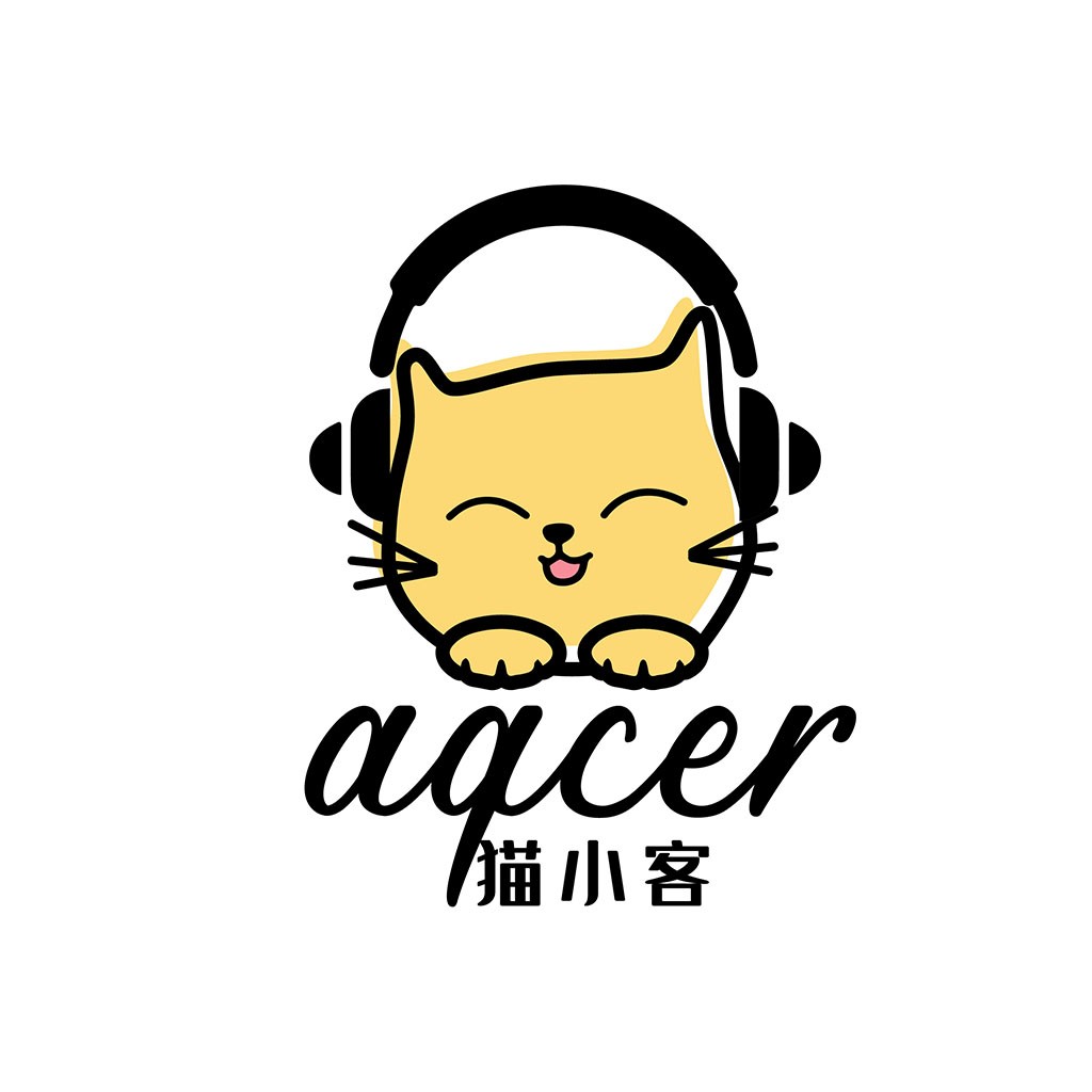猫小客客logo设计：可爱猫咪耳机形象