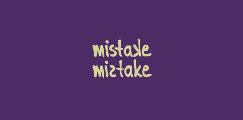 紫色背景简约风格Mistake Logo设计