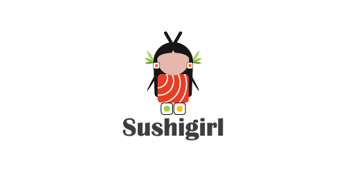 Sushigirl logo设计:创意日式食品品牌标识