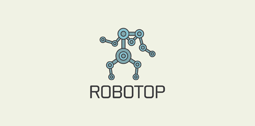 Robotop Logo设计:机器人网络结构标识