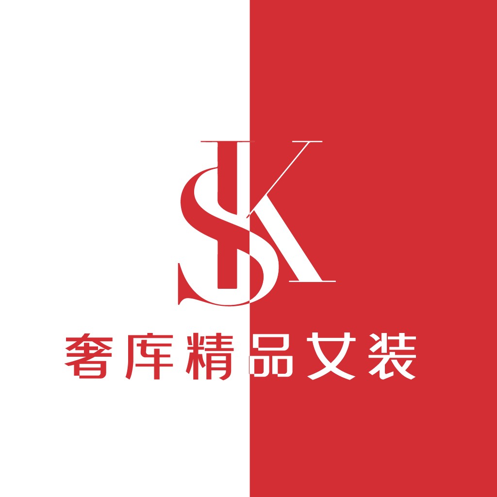 简约红白配色的SK字母logo设计