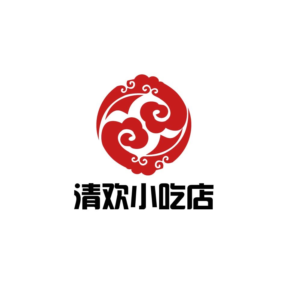 中国风红色祥云logo设计