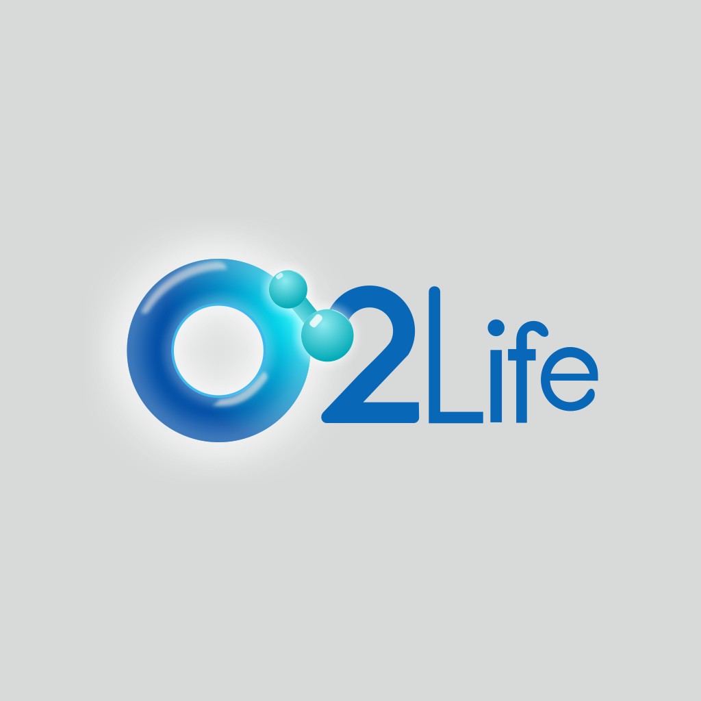 清新蓝色O2Life logo设计