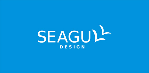 蓝色背景简约风格的Seagu Design Logo设计