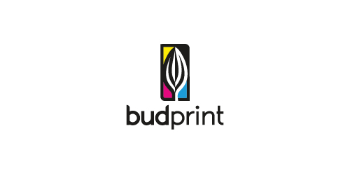 简洁创意的budprint印刷logo设计