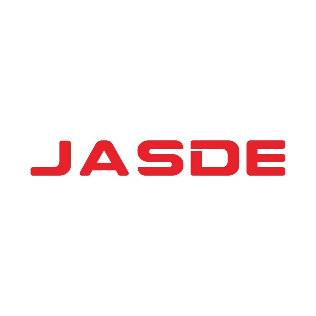 红色简洁现代JASDE字体logo设计