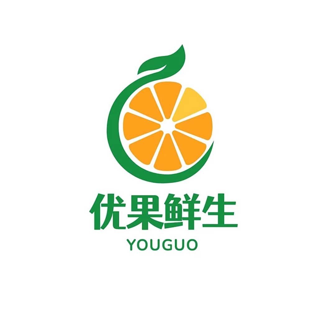 新鲜水果logo设计：橙子与绿叶的完美结合