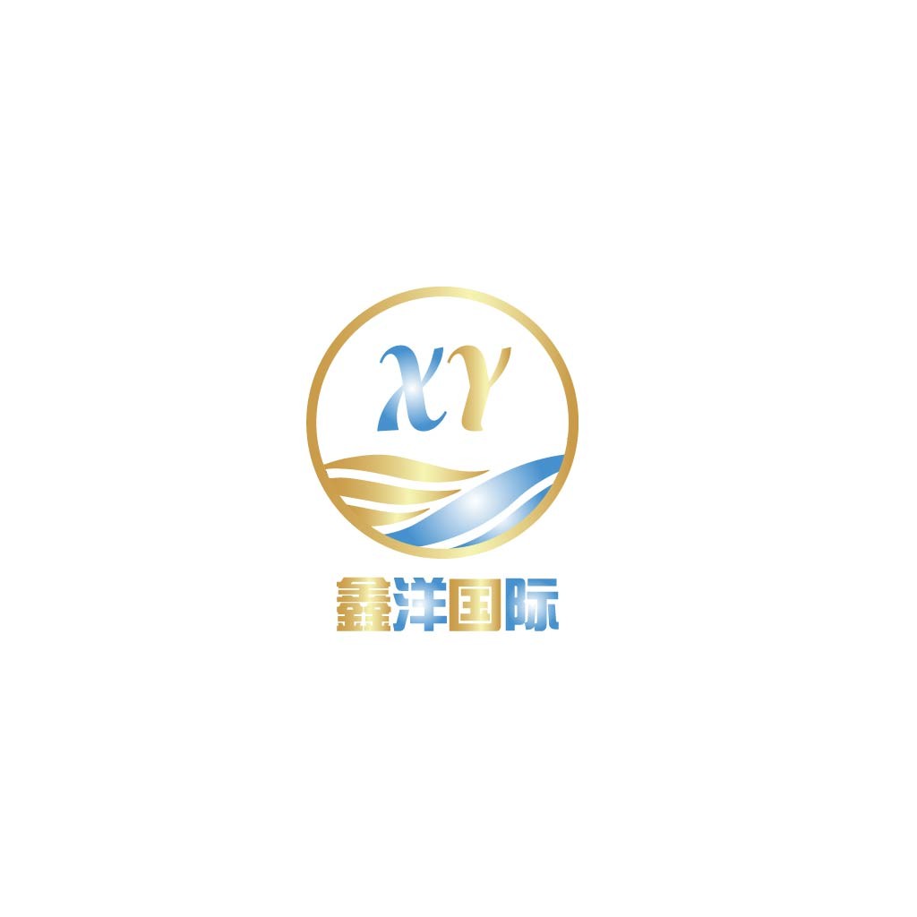 金蓝双色XY字母与波浪图案的logo设计