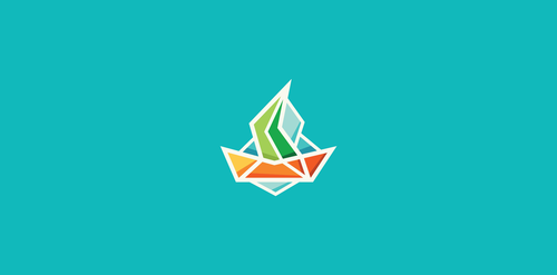 几何纸船logo设计