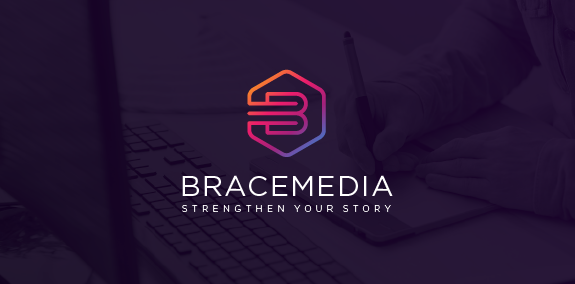 Bracemedia Logo设计：简约几何图形与色彩渐变