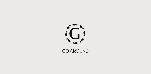 简约几何风格的'Go Around'品牌logo设计