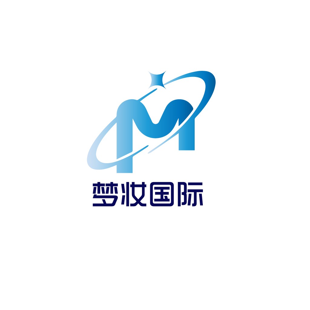 蓝色渐变M形标志设计