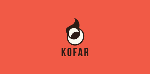 KOFAR logo设计:现代火焰与眼球的结合