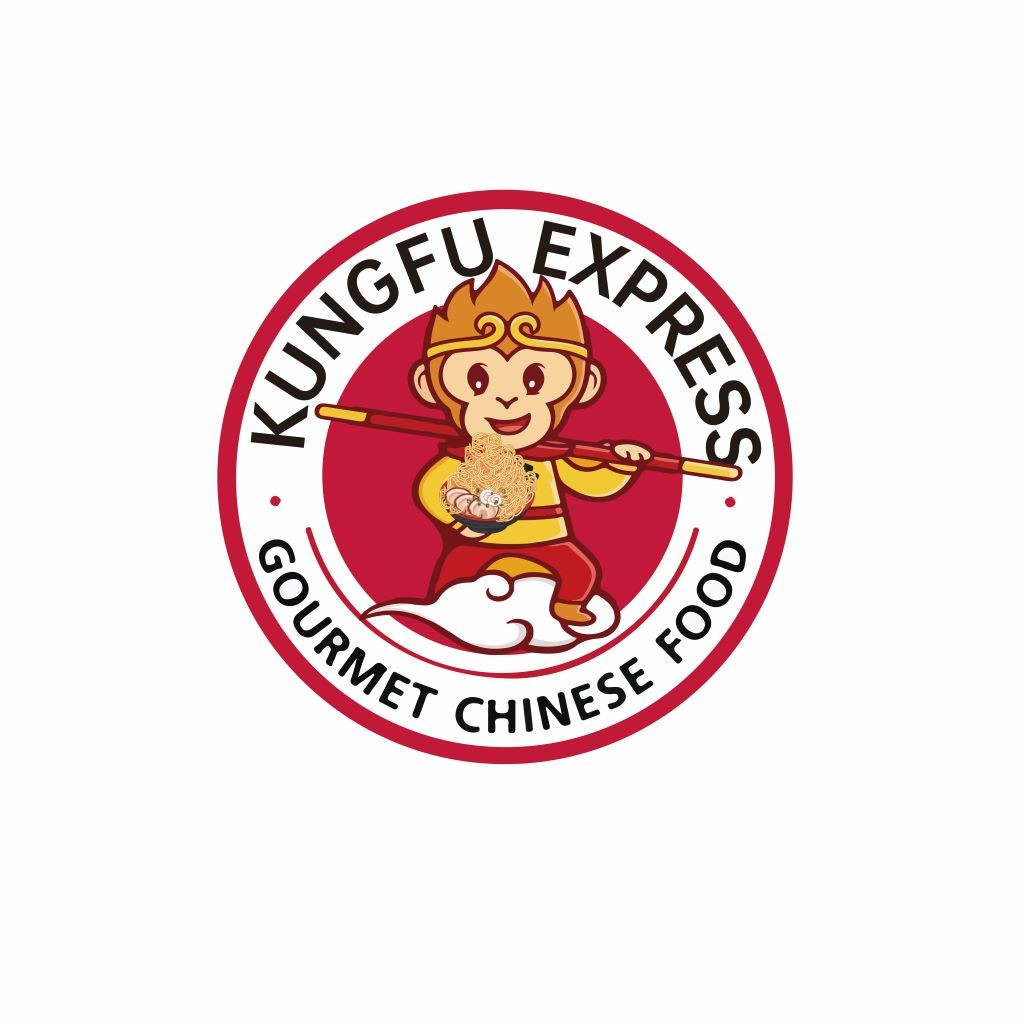 功夫猴主题的中式美食logo设计