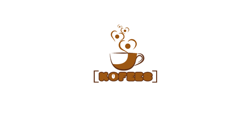 咖啡馆logo设计:简约咖啡杯与蒸汽图案