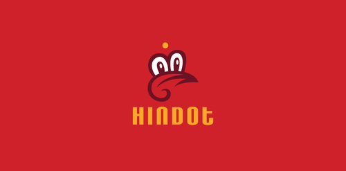 Hindot logo设计：红色背景下的创意动物头像
