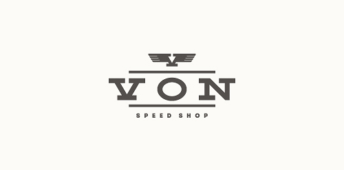 VON logo设计:简洁速度感标志