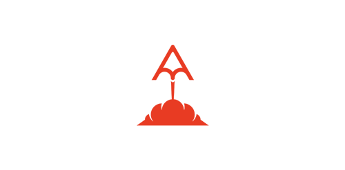 简洁抽象的云朵与箭头logo设计