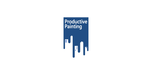 蓝色渐变滴落效果的'Productive Painting'Logo设计