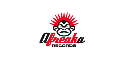 afreaka Records Logo设计:独特猴子头像与红色刺猬元素