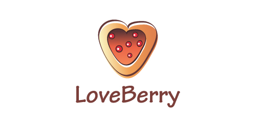 LoveBerry logo设计:心形草莓创意标志