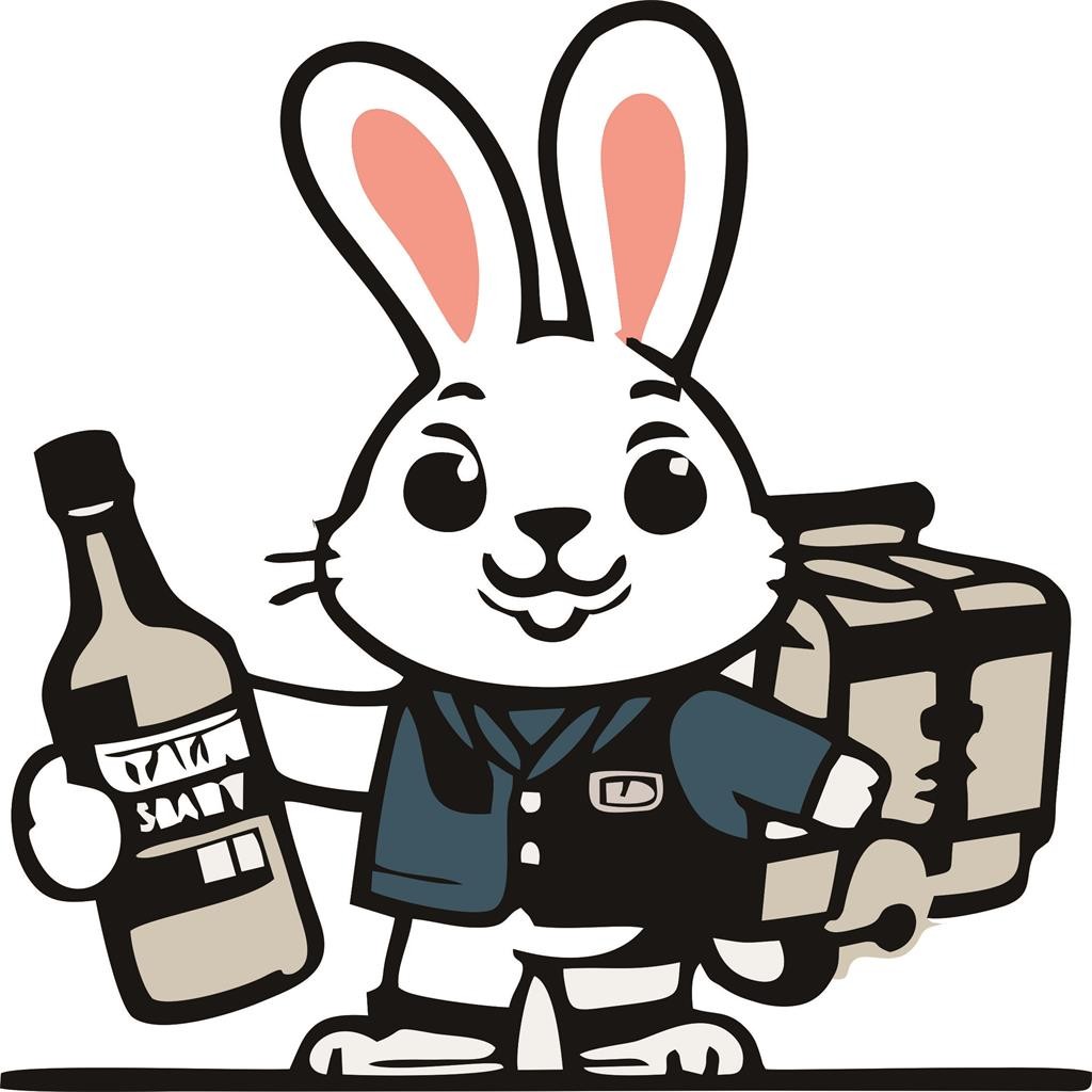 卡通兔子酒瓶酒箱logo设计
