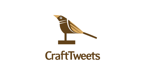 CraftTweets logo设计:简洁鸟形标志