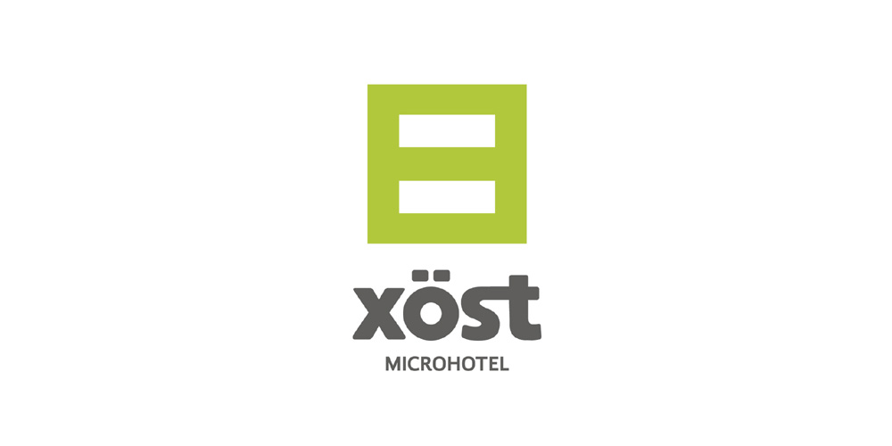 简约绿色方块Microhotel Logo设计