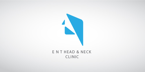 蓝色抽象几何标志设计-ENT Head & Neck Clinic