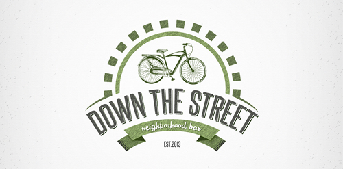 复古自行车主题的邻街酒吧logo设计