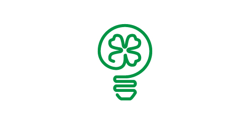 创意灯泡与四叶草logo设计
