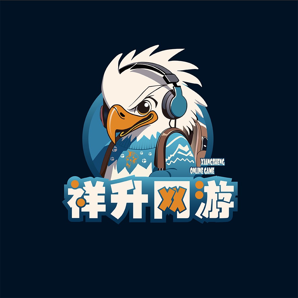 鹰头耳机卡通形象在线游戏logo设计