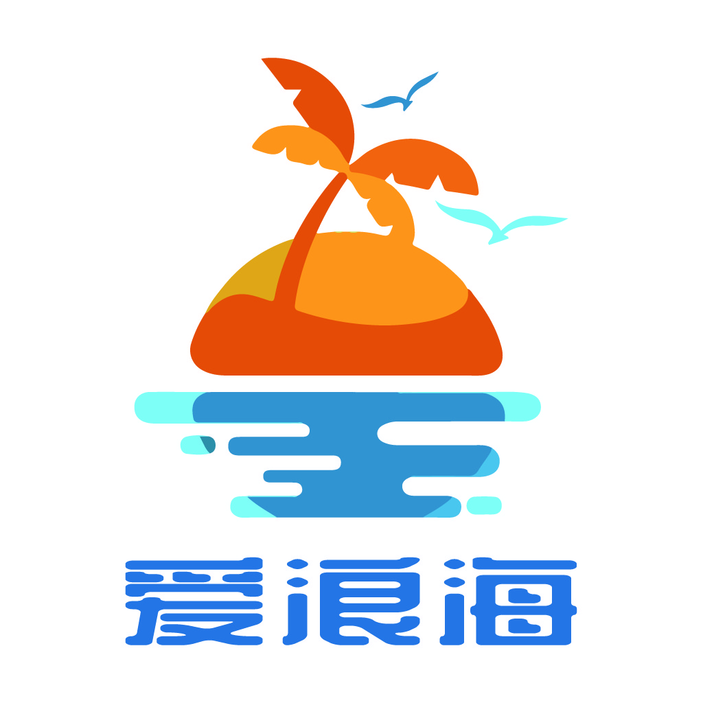 椰子树与海浪的夏日logo设计