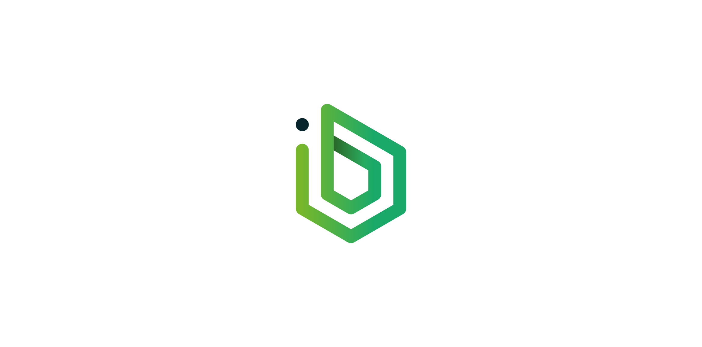 绿色渐变六边形logo设计